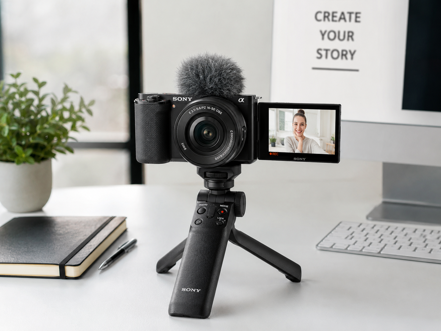 Sony VLOGCAM ZV-E10 white mirrorless camera