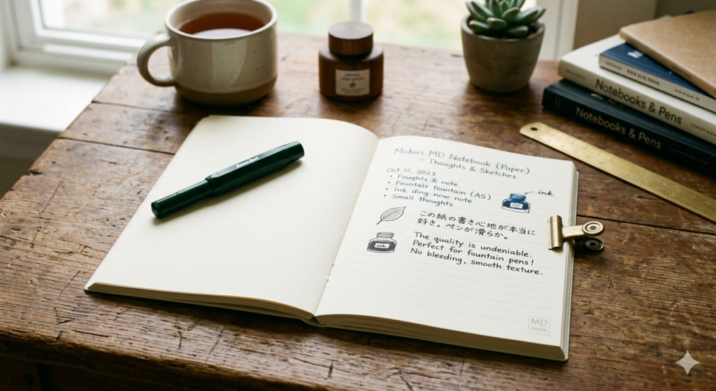 Minimalist Midori MD Notebook with clean cream paper for high quality Japanese stationery gift
